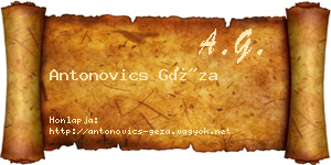 Antonovics Géza névjegykártya